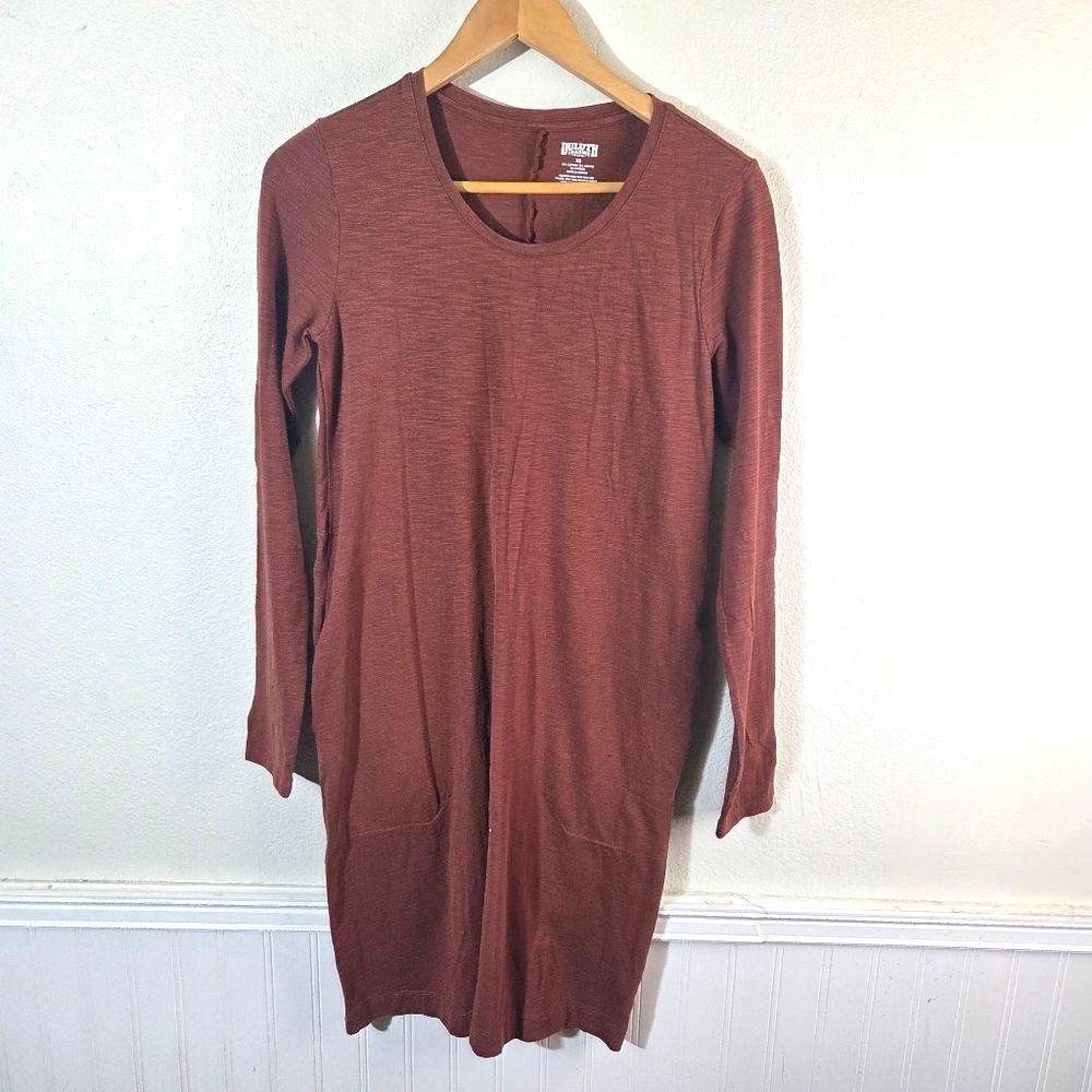Women’s Duluth Trading Co Burnt Orange Cotton Blend Midi Dress Size XS